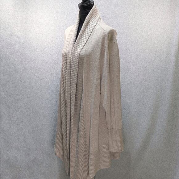 Joan Vass Sand Beige Open Wear Cardigan Women’s Size 2X Lightweight Knit - Picture 11 of 13